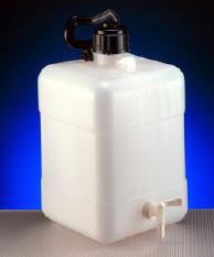 Frasco rectangular, con y sin grifo, HDPE 