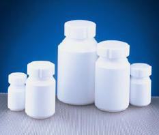 Frasco cilndrico, boca ancha, tapn roscado, PTFE