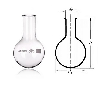 Matraz fondo redondo, vidrio borosilicato SIMAX® c/ cuello estrecho