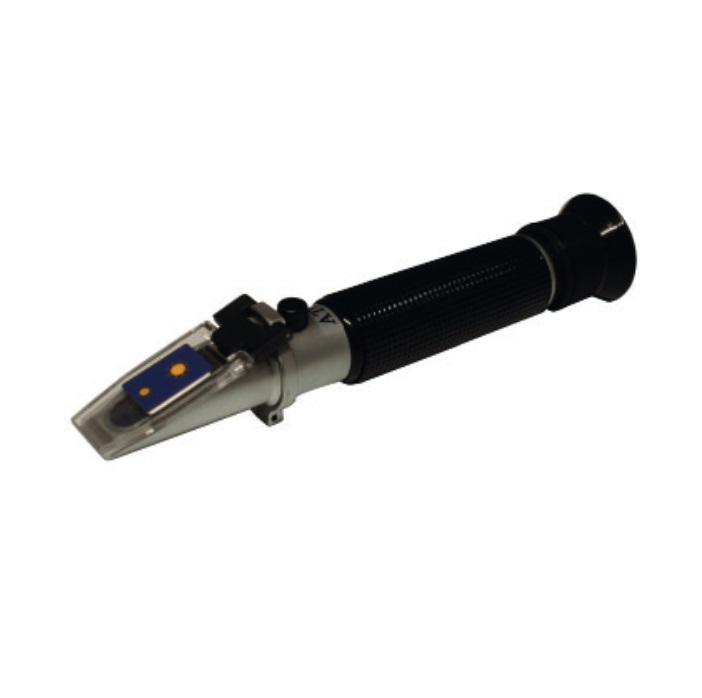 Refractmetro de mano p/ determinar el porcentaje de alcohol, c/ luz LED, Rango=0-25% alcohol probable/0-22° Baum/0-40% Brix, precisin=0.2%/0.2° B/1% Brix, ZUZI®
