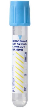 Tubos de citrato, 6mL, 0,105 M de citrato de trisodio, Tamao= 13x100 mm, BD VACUTAINER