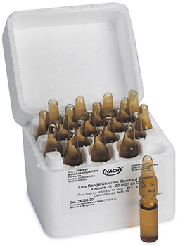 Cloro, solucin estndar, 50 - 75 mg/L como Cl2, 20 ampollas PourRite de 2 mL (NIST), HACH®
