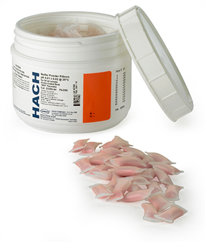Tampn pH 4,01, sobres de reactivo en polvo, codificacin en color rojo, 250 unid, HACH®
