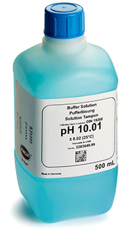 Solucin tampn, pH 10,01, azul con cdigo de color, 500 mL, HACH®