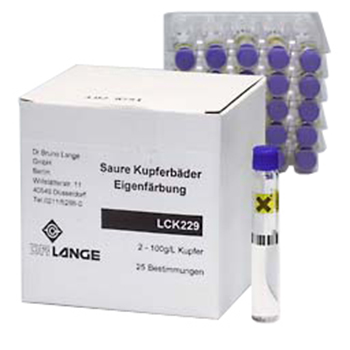 Cubeta-test para baos de Cobre cidos, de 2 a 100 g/l de Cu, 25 unid, HACH®