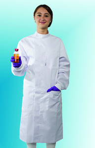 Bata de laboratorio unisex Polister/algodn, color blanco, c/ bolsillos, cierre c/ botones a presin, CHEMILABOR