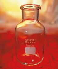 Frasco boca ancha, vidrio SCHOTT DURAN c/ reborde