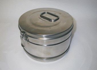 Recipiente porta curas, con asa, acero inox