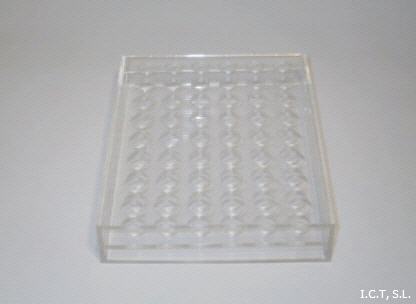 Gradilla rectangular para tubos, metacrilato