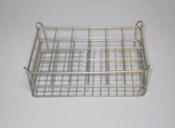 Gradilla rectangular para tubos, acero inox.