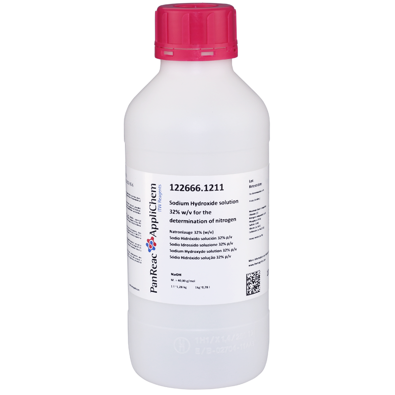 Sodio Hidrxido solucin 32% p/v para determinacin de nitrgeno, 1000 mL, PANREAC APPLICHEM®