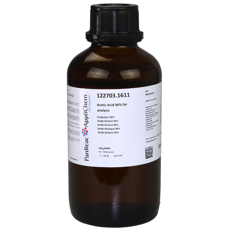 Acido Actico 96% para anlisis, 1000 mL, PANREAC APPLICHEM®