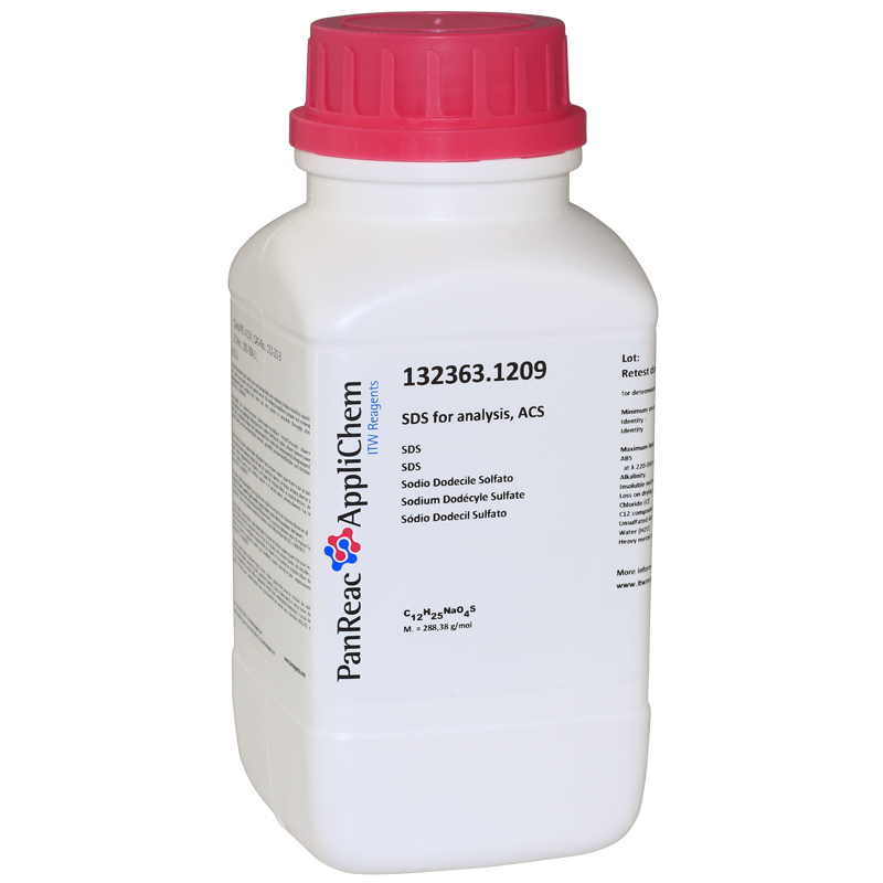 SDS para anlisis, ACS, 250 g (Dodecilo Sulfato sal Sdica, Laurilsulfato Sal Sdica, SDS, Sodio Laurilsulfato), PANREAC APPLICHEM®
