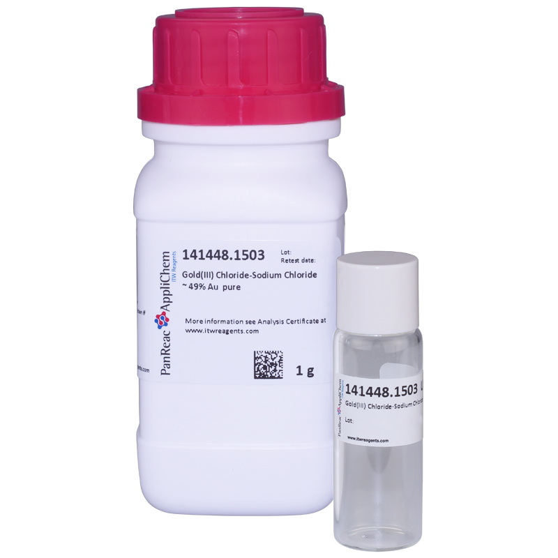 Oro(III) Cloruro-Sodio Cloruro~ 49%Au puro, 1 g, PANREAC APPLICHEM®