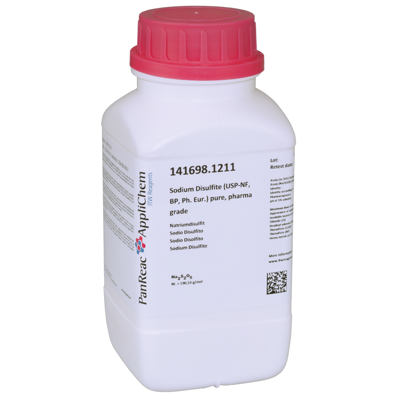 Sodio Disulfito (USP-NF, BP, Ph. Eur.) puro, grado farma, 1000 g (Sodio Metabisulfito, Sodio Pirosulfito), PANREAC APPLICHEM®