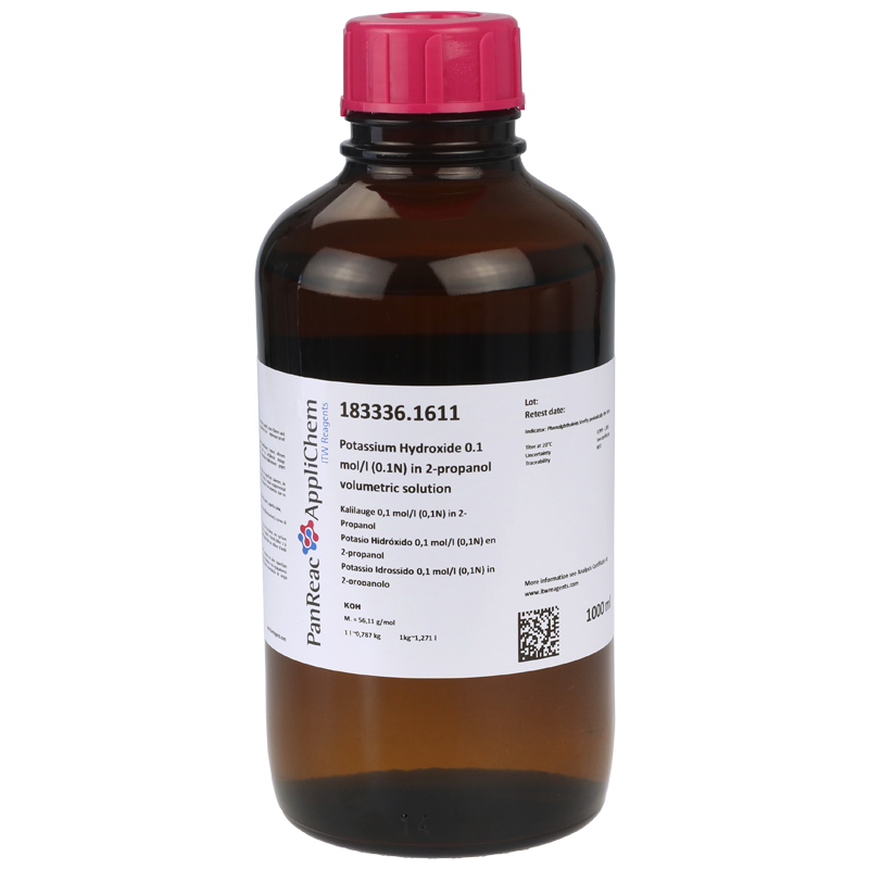 Potasio Hidrxido 0,1 mol/l (0,1N) en 2-propanol solucin valorada, 1000 mL, PANREAC APPLICHEM®