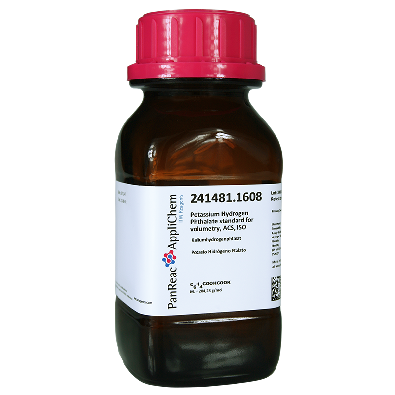 Potasio Hidrgeno Ftalato estndar para volumetra, ACS, ISO, 100 g (Acido Ftlico Sal mono-Potsica, Potasio Biftalato), PANREAC APPLICHEM®