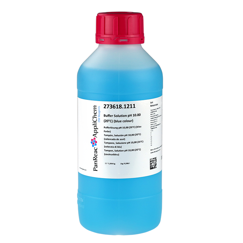 Solucin Tampn pH 10,00 (20°C) (coloreada de azul), 1000 mL, PANREAC APPLICHEM®