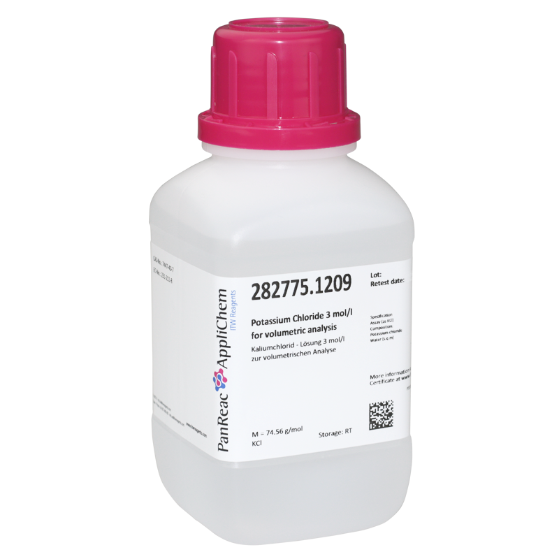 Potasio Cloruro 3 mol/l para anlisis volumtrico, 250 mL, PANREAC APPLICHEM®