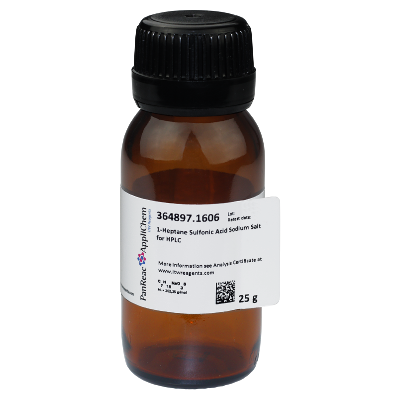 cido 1-Heptano Sulfnico Sal Sdica para HPLC, 25 g (Sodio 1-Heptanosulfonato), PANREAC APPLICHEM®