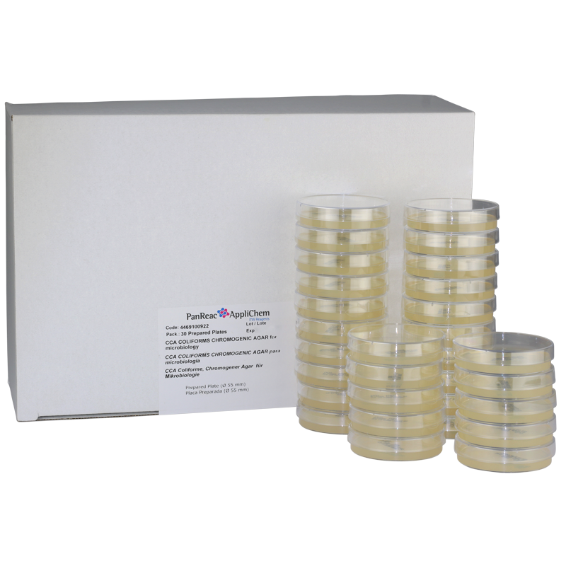CCA Coliformes, Agar Cromognico (Placa preparada (@ 55 mm)) para microbiologa, 30 pLacas, PANREAC APPLICHEM®