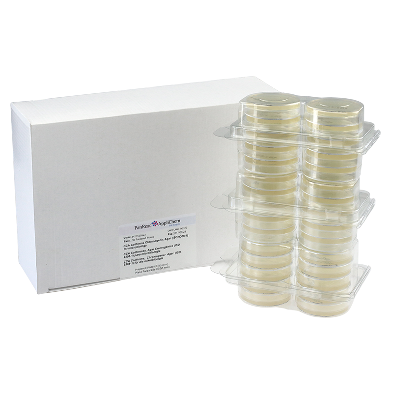 CCA Coliformes, Agar Cromognico (ISO 9308-1) (Placa Preparada (@ 55 mm)) para microbiologa, 30 pLacas, PANREAC APPLICHEM®