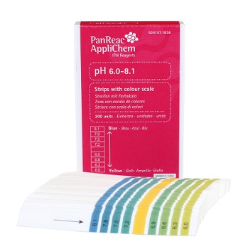 Tiras de Papel pH 1-12 (graduacin1,0), 200 Tiras, PANREAC APPLICHEM®