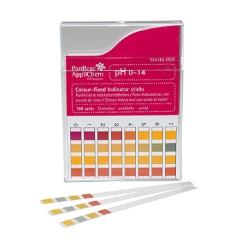 Tiras Plsticas pH 7,0-14,0 (graduacin 0,5), 100 Tiras, PANREAC APPLICHEM®