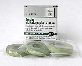 Papel indicador especial pH 3,8 - 5,8. Envase de recambio, 3 rollos, MACHEREY-NAGEL®
