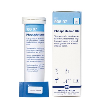 PHOSPHATESMO KM (esperma en prctica forense), papel de ensayo cualitativo 15x30mm, Caja de 25 Unid, MACHEREY-NAGEL®