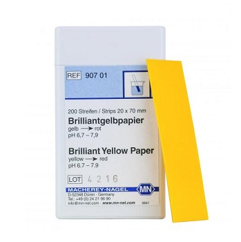 Papel amarillo brillante. Tiras 20x70 mm, Caja de 200 Unid, MACHEREY-NAGEL®