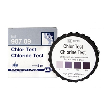 Cloro (papel de ensayo semi-cuantitativo). Rango: 10-200 mg/l Cl2. Rollo 5m largo y 10 mm ancho, MACHEREY-NAGEL®