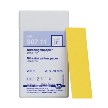 Papel amarillo de nitrazina. Tiras 20x70mm, Caja de 200 Unid, MACHEREY-NAGEL®