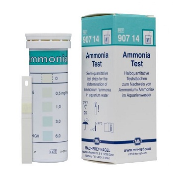 Amonio Test, papel de ensayo semi-cuantit. Rango: 0 - 6 mg/L. Tiras 7x60 mm., 25 Unid, MACHEREY-NAGEL®