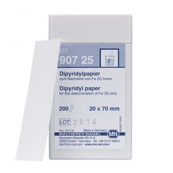 Dipiridilo, papel (deteccin cualitativa de hierro(II)). Tiras 20x70mm, Caja de 200 Unid, MACHEREY-NAGEL®