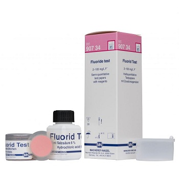 Fluoruro Test (p/ determin. semi-cuantit. F-). Rango: 0-100mg/l F-. (discos+reactivo), Caja de 30 discos + reactivos, MACHEREY-NAGEL®