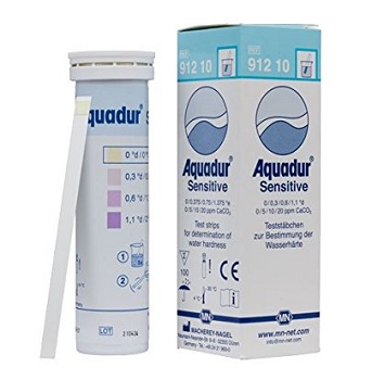 AQUADUR® Sensitive p/ determin. semi-cuantit. dureza agua. Rango: 0 - 1,1 d. Tiras 6x95mm., 100 Unid, MACHEREY-NAGEL®