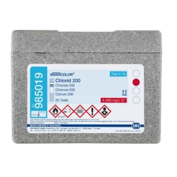 Cloruro 200 con cdigo de barras. Rango: 5 - 200 mg/l Cl-. NANOCOLOR test en cubetas, MACHEREY-NAGEL