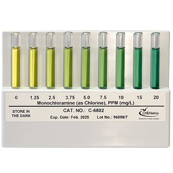 Monocloramina, 0-20 ppm NH2Cl-Cl2, comparador de recambio, CHEMETRICS®