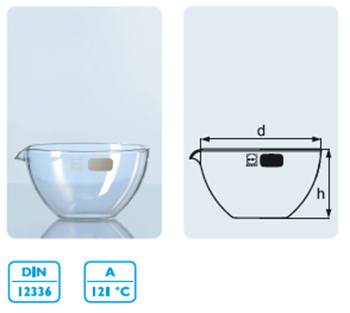 Cpsula de evaporacin, fondo plano, vidrio DURAN®, con pico