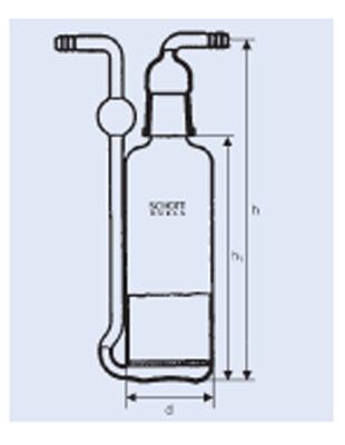 Frasco lavador de gases, c/ placa fil. sol. SCHOTT