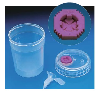 Contenedor para muestras orgnicas e inorgnicas Contesel, graduado, con tapn / vlvula violeta, PP, plstico, J.P. SELECTA®