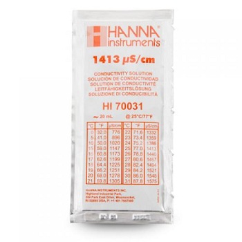 Solucin calibracin CE 1413 microS/cm, bolsas de 20 mL, 25 Unid, HANNA INSTRUMENTS®