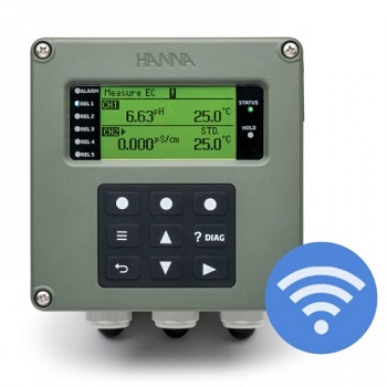 Controlador para sonda digital, 5 reles y 4 salidas analgicas, 100-240 Vac, HANNA INSTRUMENTS®