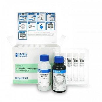 Cloruros, cubetas tests predosificadas, Rango: bajo (0.0 a 100.0 mg/L), 25 viales, HANNA INSTRUMENTS®