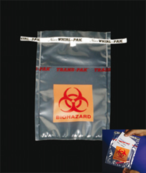 Bolsas para transporte de muestras dobles tipo canguro, c/ logo riesgo biolgico, WHIRL-PAK