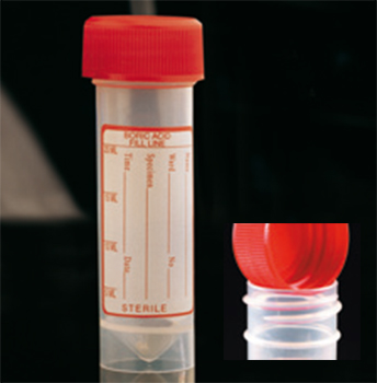 Contenedor para muestras de orina, PP, 30 mL, c/ cido brico, estriles, plstico, DELTALAB