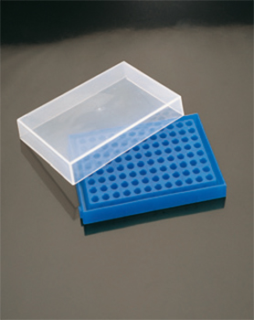 Gradilla rectangular para microtubos PCR / tiras PCR, microplacas PCR, c/ tapa, PP, DELTALAB