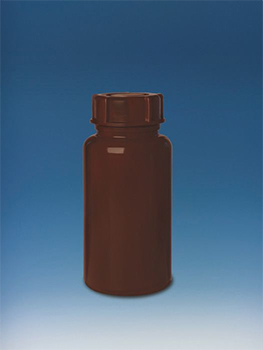 Frasco boca ancha, LDPE, c/ tapn roscado GL, color mbar / topacio, econmico, BRAND®
