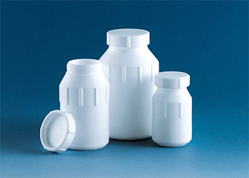 Frasco boca ancha, PTFE, c/ tapn roscado, color blanco, plstico, BRAND®